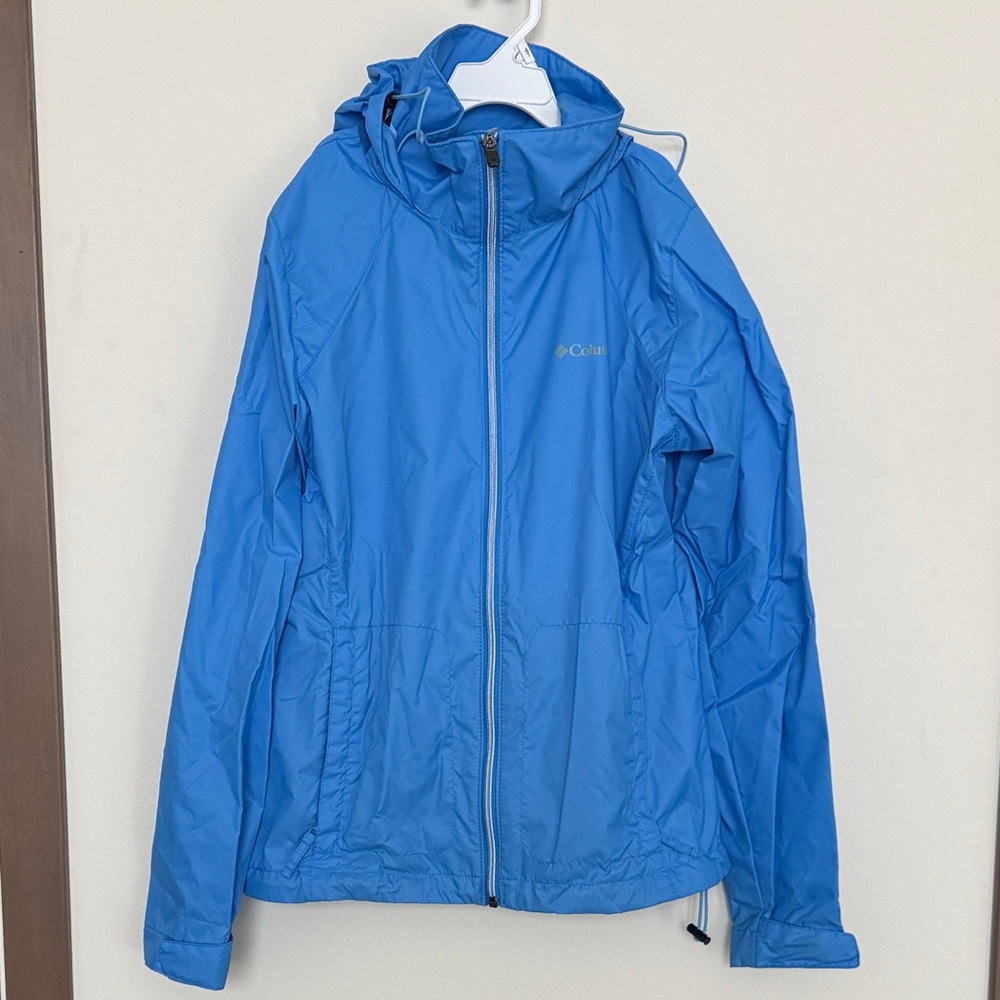 Women’s Columbia Vibrant Blue Hooded Rain Jacket Size S